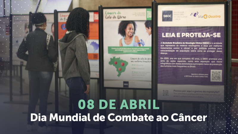 Dia Mundial de Combate ao C&acirc;ncer tem exposi&ccedil;&atilde;o da SBOC em metr&ocirc; de S&atilde;o Paulo